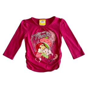 Kids Strawberry Shortcake Fur-Ever Friends Pink L/S T Shirt 2T